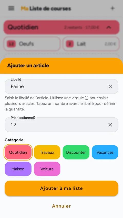Formulaire d'ajout d'un article